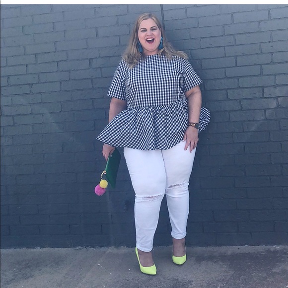 SHEIN Tops - Gingham peplum top